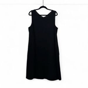 Eileen Fisher Black Sleeveless Dress Silk Blend Lining & Pockets Women’s Large